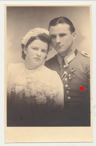Hochzeit Foto Wehrmacht Panzergrenadier mit Panzerkampfabzeichen in Bronze WK2