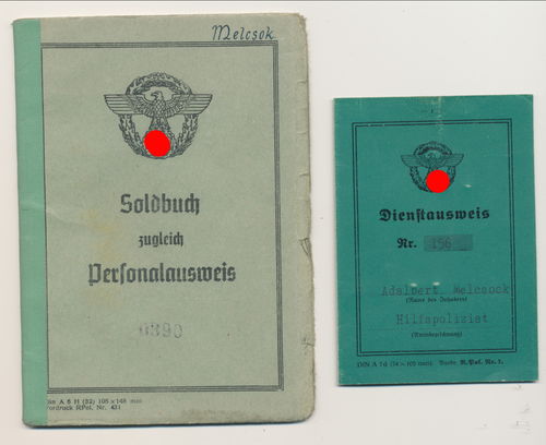 Soldbuch & Dienstausweis Melcsok Rumänien Hilfspolizei 3./ SS Polizei Rgt 4 gefallen 1944 Slowenien