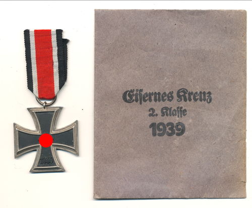 EK2 Eisernes Kreuz 2. Klasse 1939 am Band in Verleihungstüte Förster & Graf Schwäbisch Gmünd