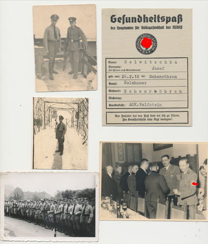 Gesundheitspass der NSDAP Wolfstein mit 4 SA Foto 3. Reich