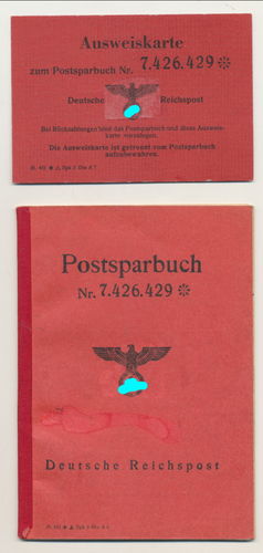 Post Sparbuch mit Ausweis Karte Ilse Schulz 3. Reich