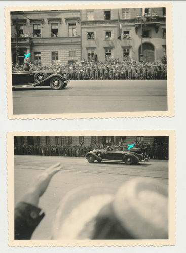 Adolf Hitler - 2 Original privat Foto im Mercedes WK2