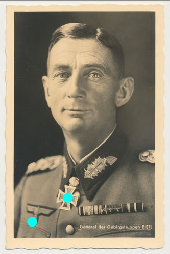 Gebirgsjäger General Eduard Dietl - Original Hoffmann Portait Postkarte WK2