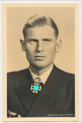 Kapitänleutnant Schepke Kriegsmarine Ritterkreuz - Original Hoffmann Portait Postkarte WK2