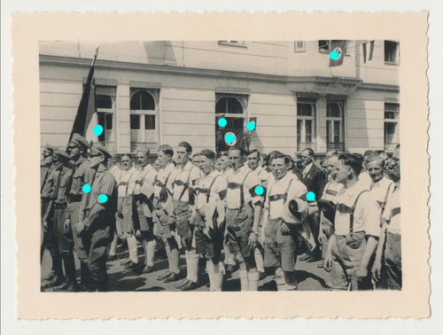 SA Sturm in Bayern Marsch der SA Männer in Uniform und Lederhosen - Original Foto 3. Reich