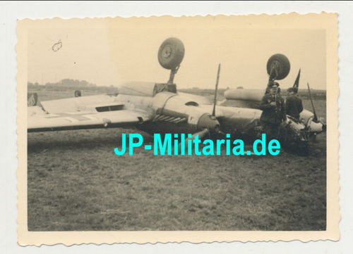 Deutsche Luftwaffe Flugzeug Überschlag Original Foto WK2