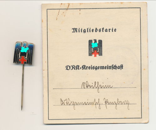 DRK Deutsches Rotes Kreuz Mitglieds Abzeichen & Ausweis Bereich Weilheim Penzberg 1940