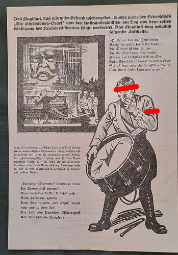 Wahl Plakat Propaganda Flugblatt zum Reichs Präsident Hindenburg vs Nationalsozialismus Adolf Hitler