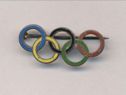 Olympiade olympische Spiele emailliertes Abzeichen Olympische Ringe 1936