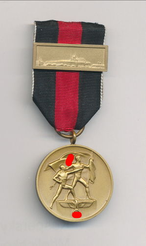Sudetenland Einmarsch Medaille 1. Oktober 1938 mit Spange Prager Burg