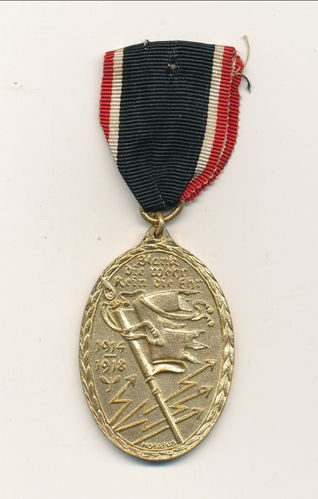 Kyffhäuser Medaille " Aufrecht und stolz gehen wir aus einem Kampf über 4 Jahre " 1914/18