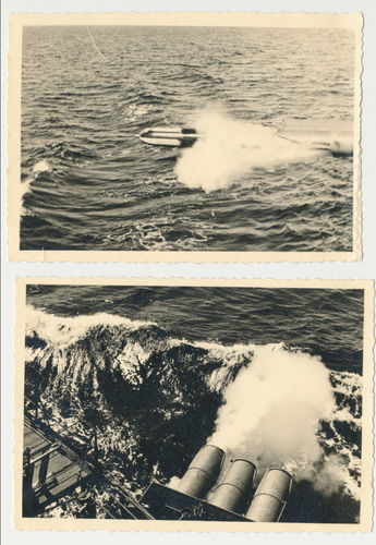 Torpedo Abschuss deutsche Kriegsmarine - 2 Original Foto WK2