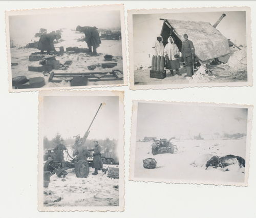 Deutsche Wehrmacht Geschütz Stellung im Winter Ostfront - 4 Original Foto WK2