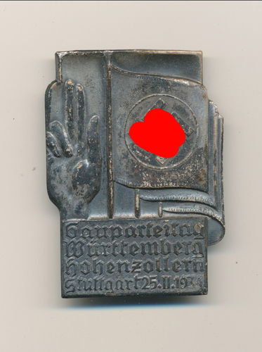NSDAP Hauptparteitag Abzeichen Württemberg Hohenzollern Stuttgart 1934