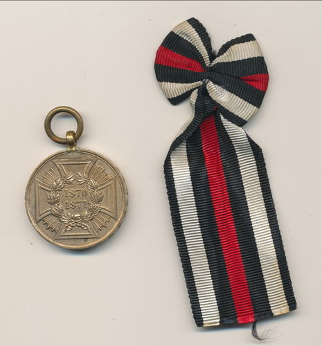 Kriegs Denkmünze Medaille 1870/71 " Dem siegreichen Heere " mit Randinschrift Aus eroberten Geschütz