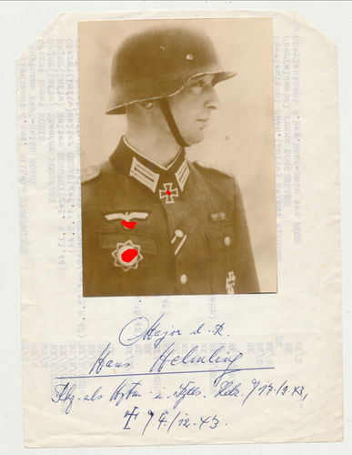 Nachkriegs Foto Ritterkreuztäger Hans Helmling