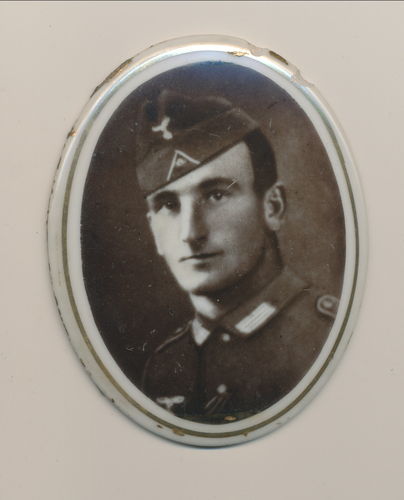 Porzellan Grabstein Grab Bild gefallener Wehrmacht Soldat WK2