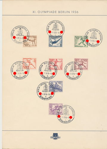 Olympiade Sonder - Briefmarken Block der XI. Olympischen Spiele Berlin 1936