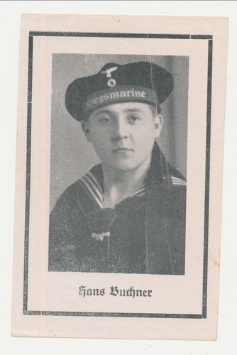 Kriegsmarine Sterbebild Matrose Hans Buchner Seemannstod