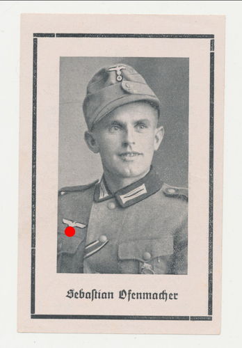 NAHKAMPFSPANGE Sterbebild Gebirgsjäger Ofenmacher verwundet in Belgrad Tod Lazarett Wien 1944