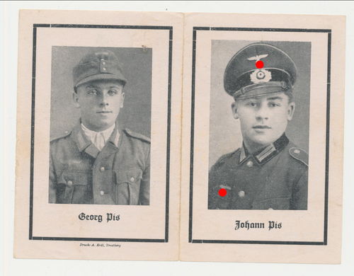 Italien Schlachtfeld Sterbebild BRÜDER Pis Tod in NETTUNO Artena 1944 und Kiew 1943