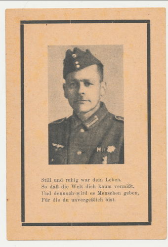Sterbebild Johann Köberl Bau Btl gefallen Dezember 1944 in Ostpreussen