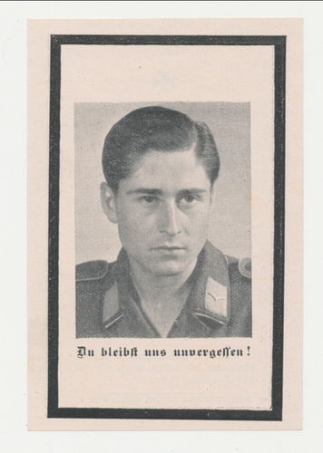 Sterbebild 18-jähriger Fallschirmjäger Franz Daumann gefallen in Italien Dezember 1944