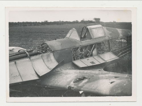 Abgeschossenes Jagdflugzeug Flugzeug Wrack - Original Foto WK2