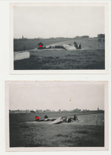 Notlandung deutsches Flugzeug  - 2x Original Foto WK2