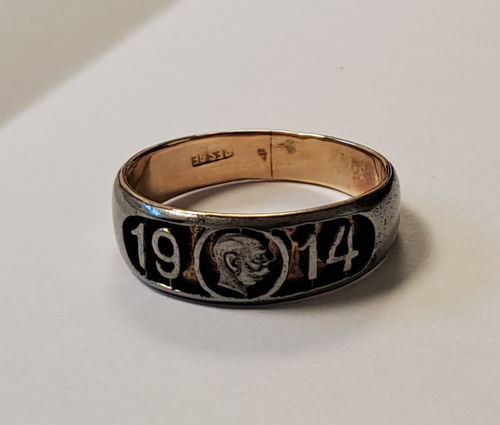 Patriotischer Ring Fingerring mit Kaiser Franz Josef Motiv 1914 mit ECHT GOLD - Einlage