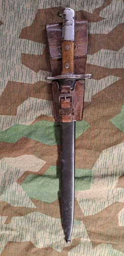 Schweizer Bajonett M 1918 Seitengewehr Schweiz mit Dolch - Klinge und Leder Koppelschuh