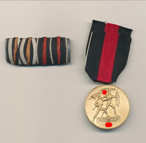 Einmarschmedaille Sudetenland 1. Oktober 1938 mit Band und Feldspange