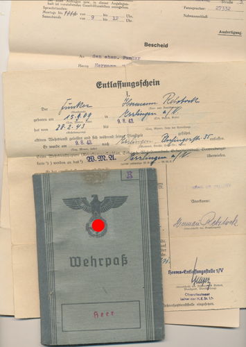 Wehrpass Hermann Rebstock Esslingen Neckar N.E. Abt. 5 Kornwestheim Funker 1943