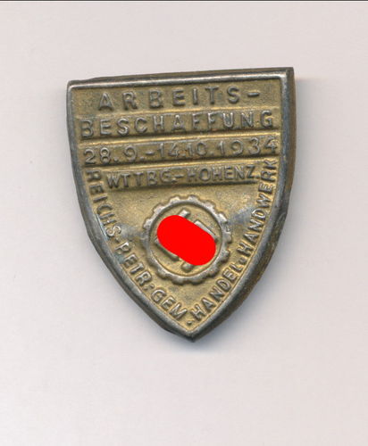 DAF Abzeichen Arbeitsbeschaffung Württemberg Hohenzollern Handel Handwerk 1934