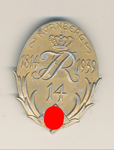 Grosses Abzeichen Nürnberg Inf Rgt 14 Regiments Treffen Jubiläum 1814 - 1939