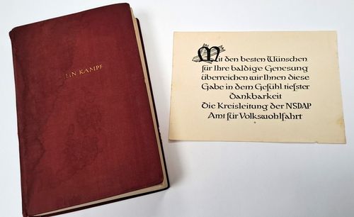 Mein Kampf Adolf Hitler Taschenbuchausgabe 1940 Widmungsblatt Offenburg Gengenbach OU Kreisleiter