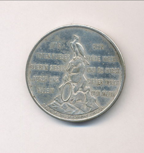 Silber Münze Medaille " Wir toten Flieger ... " DLV Ortsgruppe Hof 3. Reich