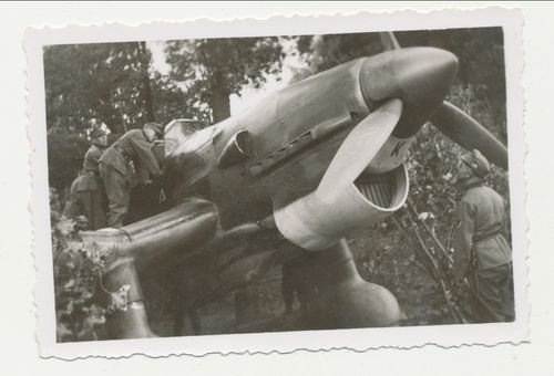 Stuka Junkers JU87 am Waldrand getarnt - Original Foto WK2