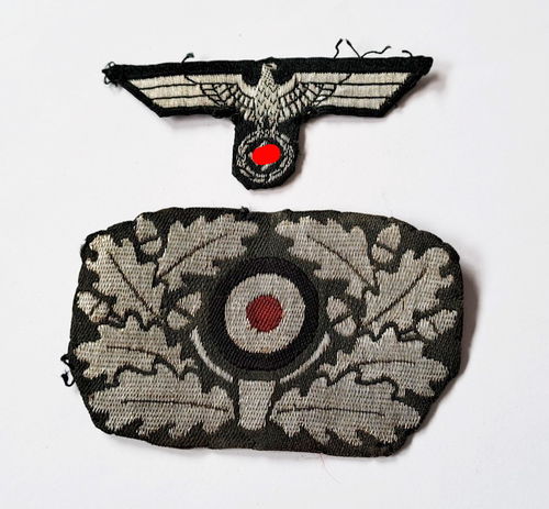 Wehrmacht Heer Eichenlaubkranz mit Kokarde alter Art und Adler für Offiziere Knautschmütze