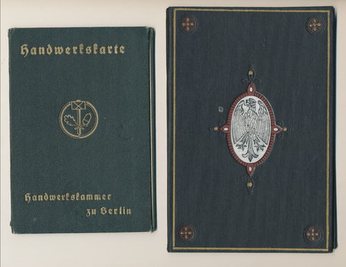 Handwerkskammer Berlin Gesellen Brief Uhrmacher Handwerk 1928 & Meister Brief 1936