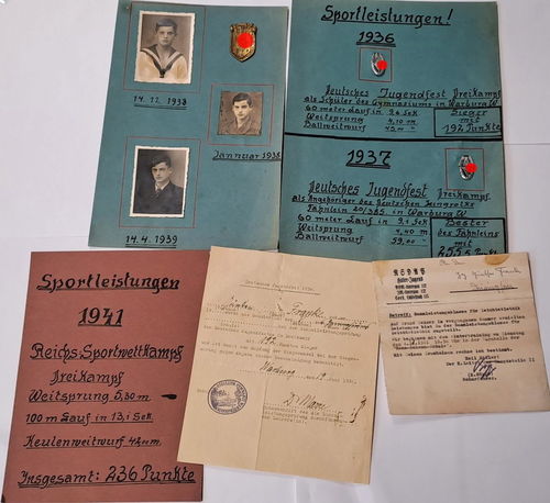 HJ Hitlerjugend 20/385 Sportleistungen Dokumente & Abzeichen dt Jugendfest in Warburg