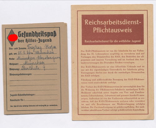 BDM Bund deutscher Mädel Hitlerjugend Rosa Freitag Gesundheitspass RADwJ Pflicht Ausweis