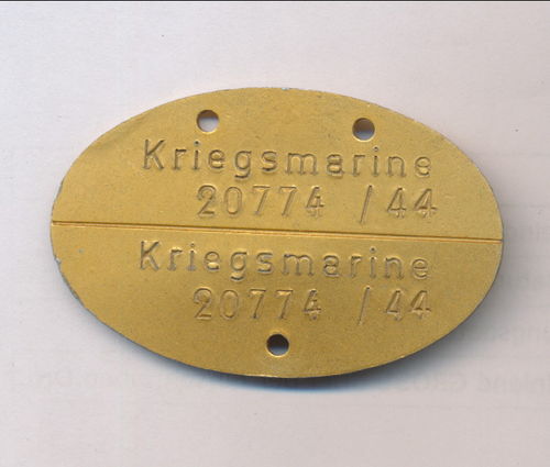 Deutsche Kriegsmarine Erkennungsmarke 20774/44