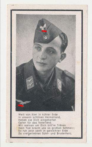 Sterbebild Fallschirmjäger Georg Sperl gefallen 24. Dezember 1944 im Nordosten