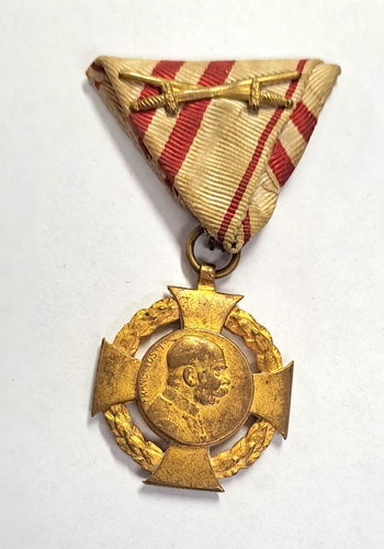 KuK Kaiser Franz Joseph Medaille 1908 am Dreiecksband Österreich