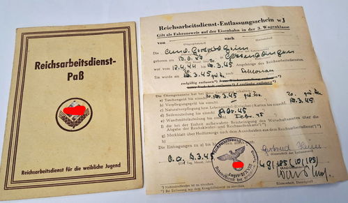 RADwj weibliche Jugend Reichsarbeitsdienst Ausweis Gertrud Heim Lager 2/XVIII bis 1945