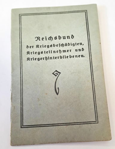 Mitgliedsbuch Reichsbund Kriegsgeschädigte Kriegsteilnehmer und Kriegs Hinterbliebene Beitragsmarken