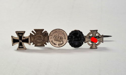 Miniatur Spange mit 5 Auszeichnungen Eisernes Kreuz DA Frontkämpfer VWA Treudienst