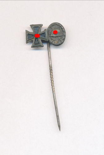 Miniatur Nadel mit EK Eisernes Kreuz 1939 und Verwundetenabzeichen 10mm Miniaturen