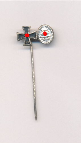 Miniatur Nadel mit EK Eisernes Kreuz 1939 und Verwundetenabzeichen Silber 8mm Miniaturen